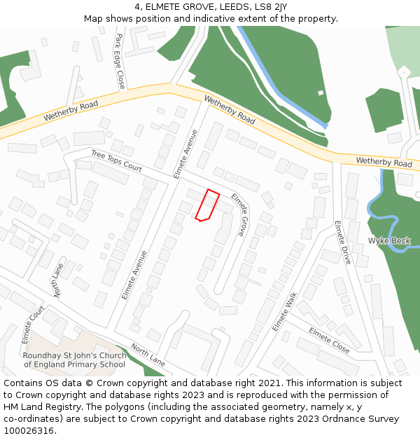 4, ELMETE GROVE, LEEDS, LS8 2JY: Location map and indicative extent of plot