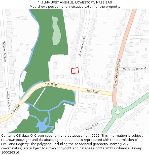 4, ELMHURST AVENUE, LOWESTOFT, NR32 3AS: Location map and indicative extent of plot