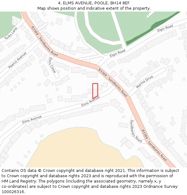 4, ELMS AVENUE, POOLE, BH14 8EF: Location map and indicative extent of plot