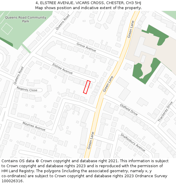 4, ELSTREE AVENUE, VICARS CROSS, CHESTER, CH3 5HJ: Location map and indicative extent of plot