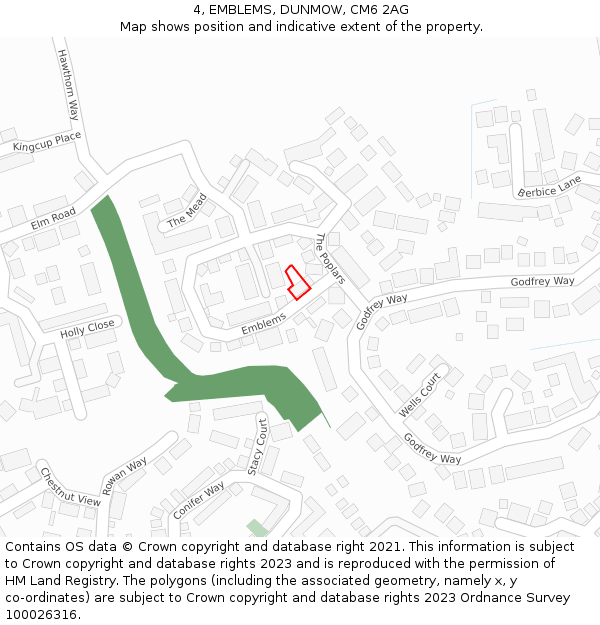 4, EMBLEMS, DUNMOW, CM6 2AG: Location map and indicative extent of plot