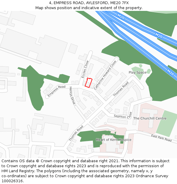 4, EMPRESS ROAD, AYLESFORD, ME20 7FX: Location map and indicative extent of plot