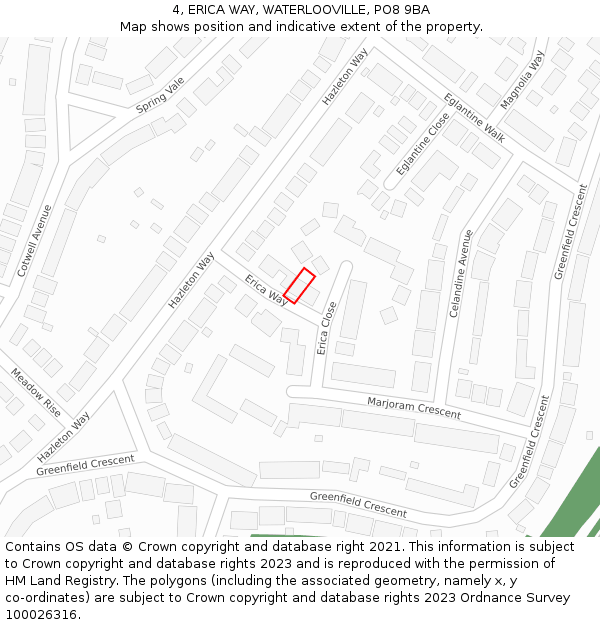 4, ERICA WAY, WATERLOOVILLE, PO8 9BA: Location map and indicative extent of plot