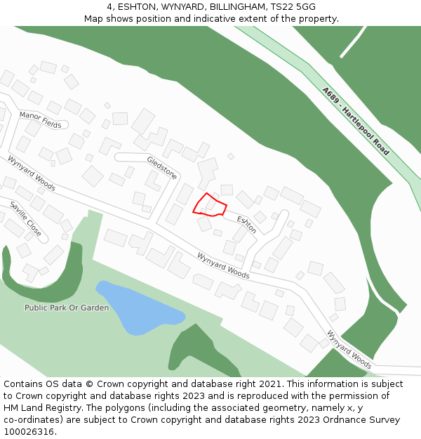 4, ESHTON, WYNYARD, BILLINGHAM, TS22 5GG: Location map and indicative extent of plot