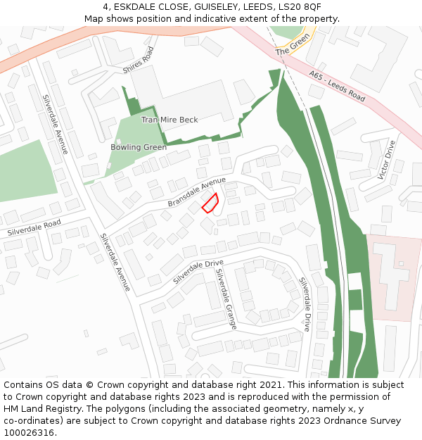 4, ESKDALE CLOSE, GUISELEY, LEEDS, LS20 8QF: Location map and indicative extent of plot