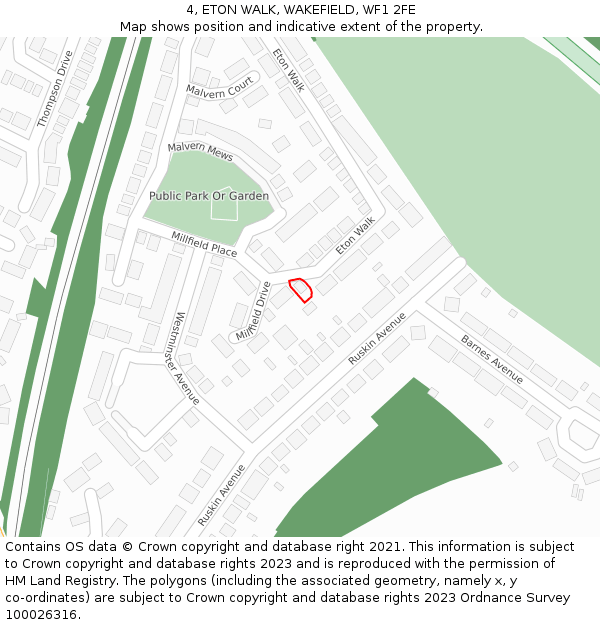 4, ETON WALK, WAKEFIELD, WF1 2FE: Location map and indicative extent of plot