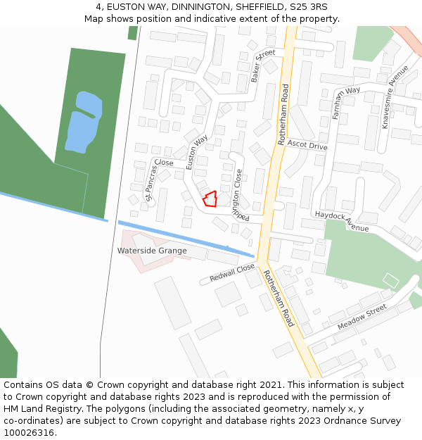 4, EUSTON WAY, DINNINGTON, SHEFFIELD, S25 3RS: Location map and indicative extent of plot