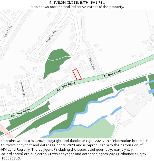 4, EVELYN CLOSE, BATH, BA1 7BU: Location map and indicative extent of plot