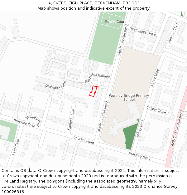 4, EVERSLEIGH PLACE, BECKENHAM, BR3 1DF: Location map and indicative extent of plot