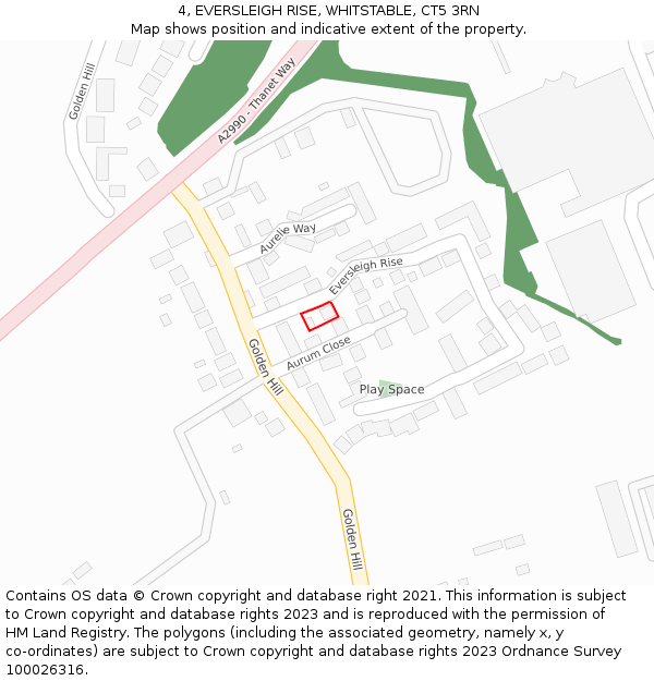 4, EVERSLEIGH RISE, WHITSTABLE, CT5 3RN: Location map and indicative extent of plot