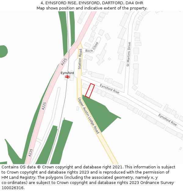 4, EYNSFORD RISE, EYNSFORD, DARTFORD, DA4 0HR: Location map and indicative extent of plot