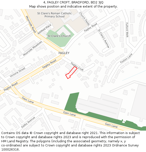 4, FAGLEY CROFT, BRADFORD, BD2 3JQ: Location map and indicative extent of plot