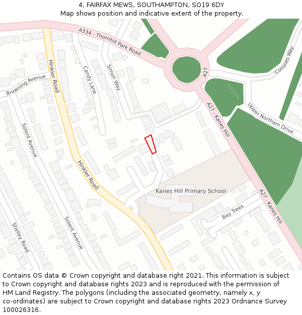 4, FAIRFAX MEWS, SOUTHAMPTON, SO19 6DY: Location map and indicative extent of plot