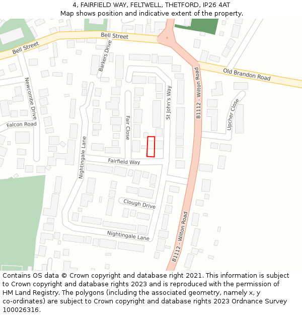 4, FAIRFIELD WAY, FELTWELL, THETFORD, IP26 4AT: Location map and indicative extent of plot