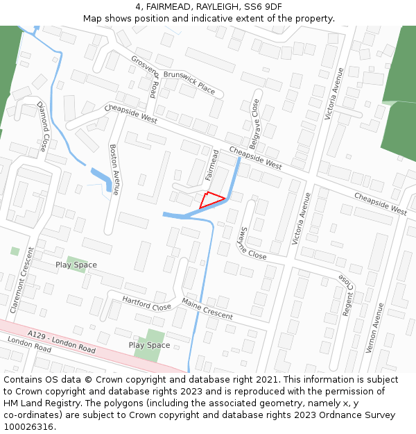 4, FAIRMEAD, RAYLEIGH, SS6 9DF: Location map and indicative extent of plot