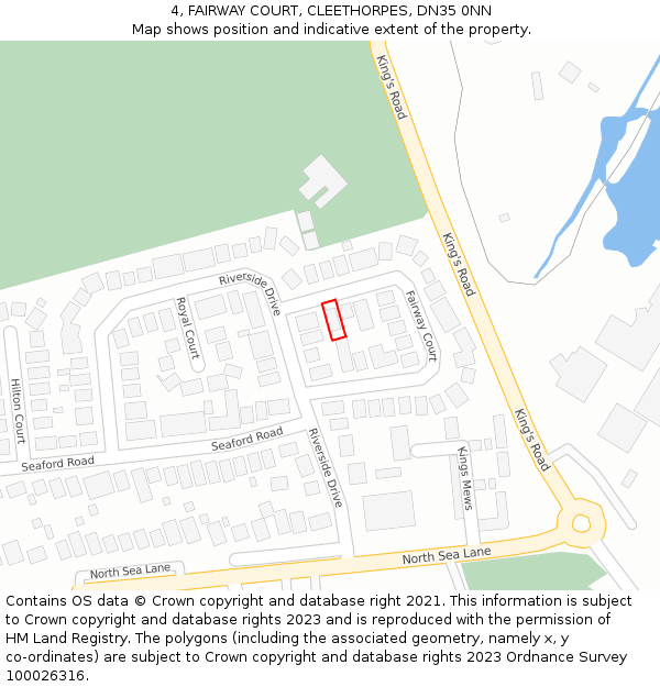 4, FAIRWAY COURT, CLEETHORPES, DN35 0NN: Location map and indicative extent of plot