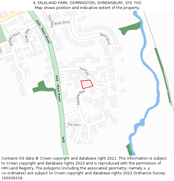 4, FALKLAND PARK, DORRINGTON, SHREWSBURY, SY5 7HZ: Location map and indicative extent of plot