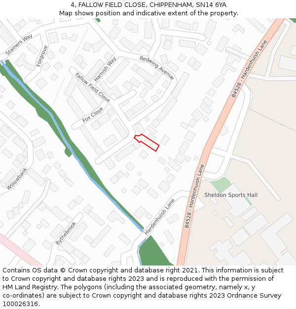 4, FALLOW FIELD CLOSE, CHIPPENHAM, SN14 6YA: Location map and indicative extent of plot