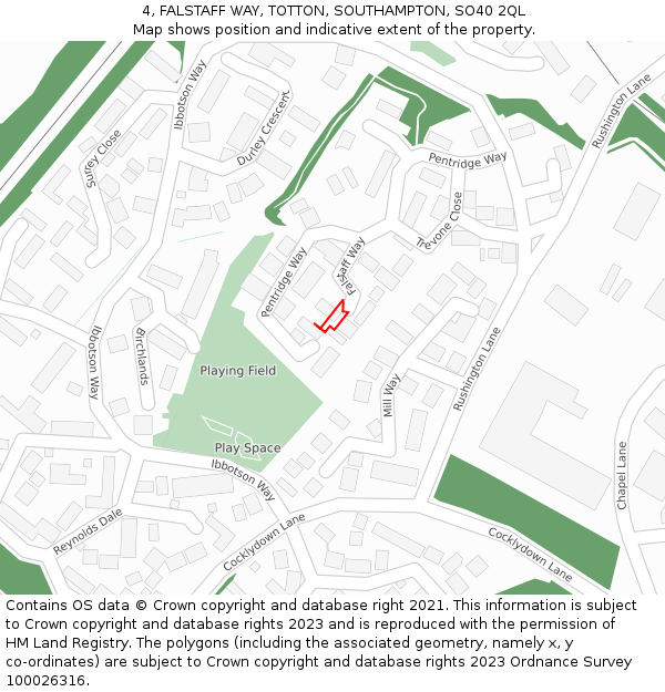 4, FALSTAFF WAY, TOTTON, SOUTHAMPTON, SO40 2QL: Location map and indicative extent of plot