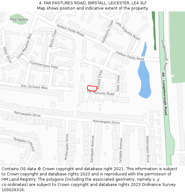 4, FAR PASTURES ROAD, BIRSTALL, LEICESTER, LE4 3LF: Location map and indicative extent of plot