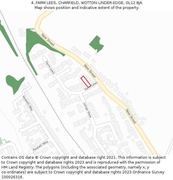 4, FARM LEES, CHARFIELD, WOTTON-UNDER-EDGE, GL12 8JA: Location map and indicative extent of plot