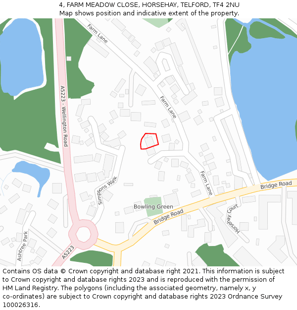 4, FARM MEADOW CLOSE, HORSEHAY, TELFORD, TF4 2NU: Location map and indicative extent of plot