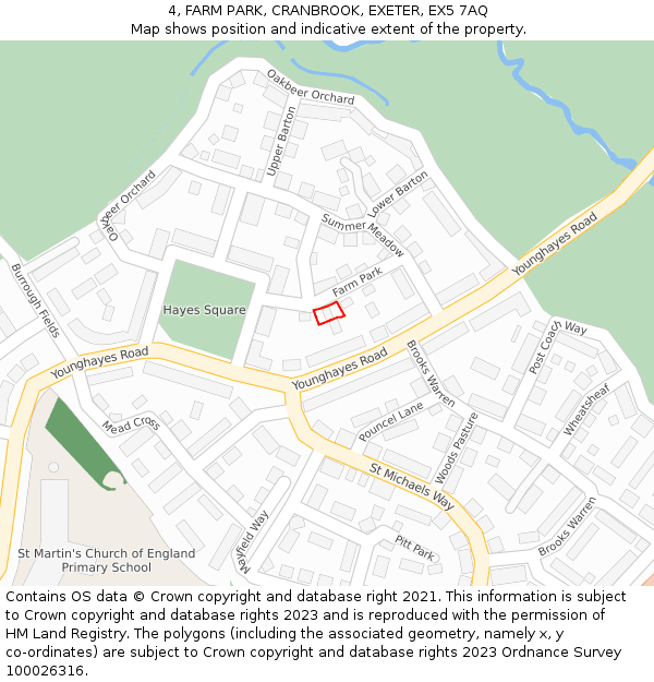 4, FARM PARK, CRANBROOK, EXETER, EX5 7AQ: Location map and indicative extent of plot