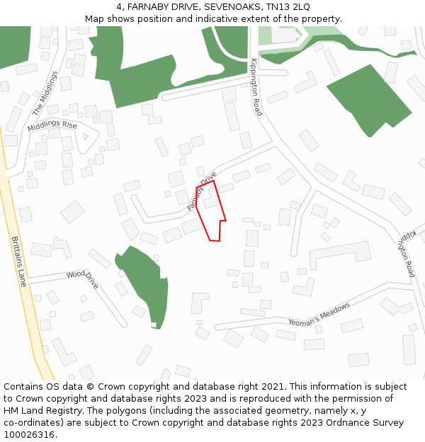 4, FARNABY DRIVE, SEVENOAKS, TN13 2LQ: Location map and indicative extent of plot