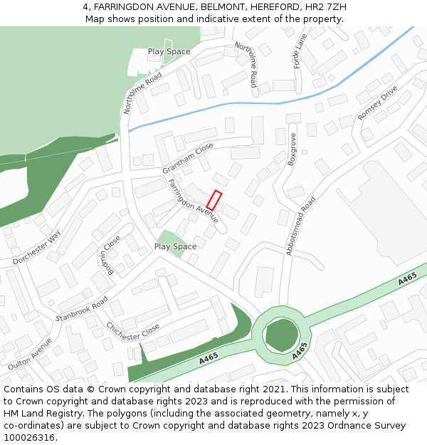 4, FARRINGDON AVENUE, BELMONT, HEREFORD, HR2 7ZH: Location map and indicative extent of plot