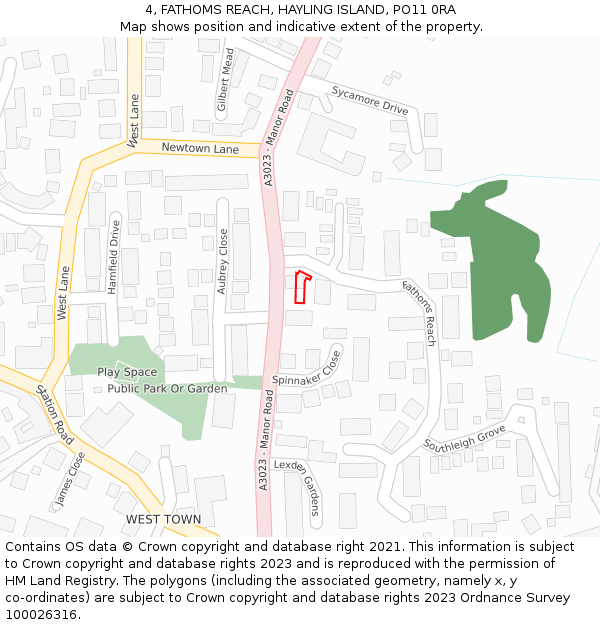 4, FATHOMS REACH, HAYLING ISLAND, PO11 0RA: Location map and indicative extent of plot