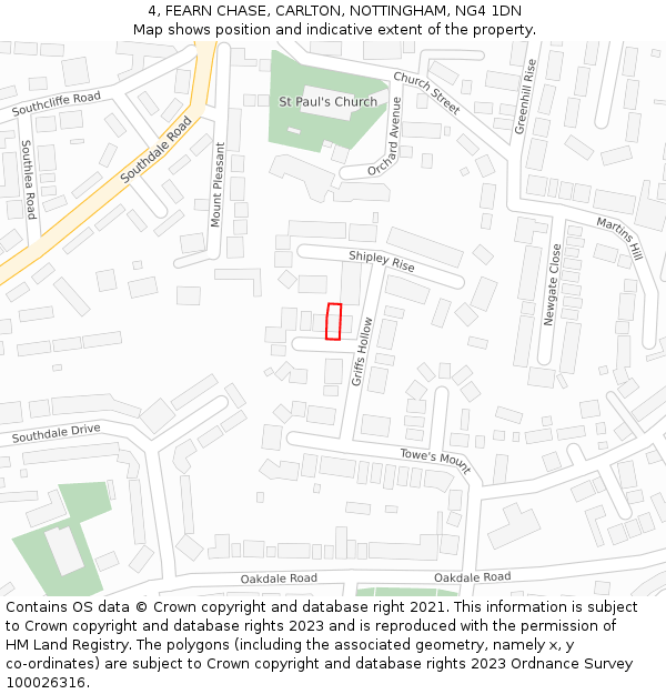 4, FEARN CHASE, CARLTON, NOTTINGHAM, NG4 1DN: Location map and indicative extent of plot