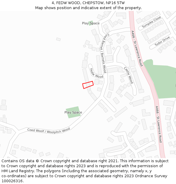 4, FEDW WOOD, CHEPSTOW, NP16 5TW: Location map and indicative extent of plot