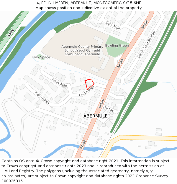 4, FELIN HAFREN, ABERMULE, MONTGOMERY, SY15 6NE: Location map and indicative extent of plot