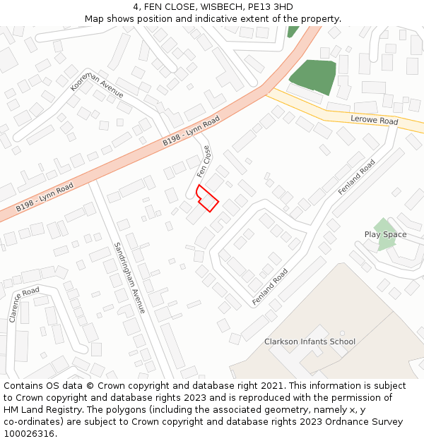 4, FEN CLOSE, WISBECH, PE13 3HD: Location map and indicative extent of plot