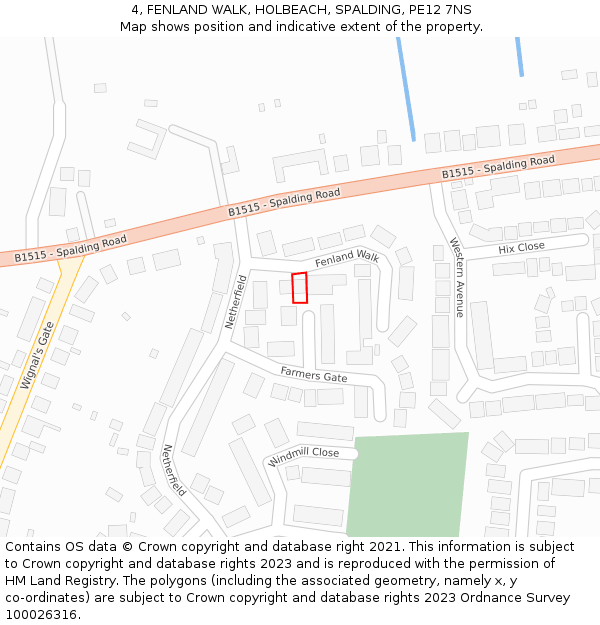 4, FENLAND WALK, HOLBEACH, SPALDING, PE12 7NS: Location map and indicative extent of plot
