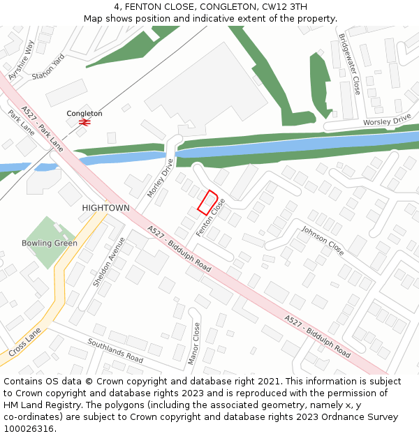 4, FENTON CLOSE, CONGLETON, CW12 3TH: Location map and indicative extent of plot