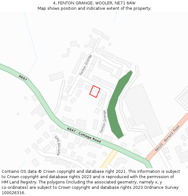 4, FENTON GRANGE, WOOLER, NE71 6AW: Location map and indicative extent of plot