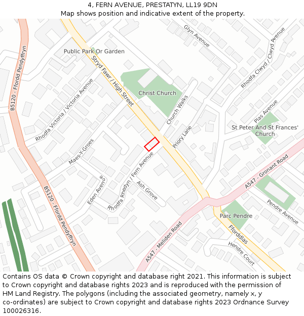 4, FERN AVENUE, PRESTATYN, LL19 9DN: Location map and indicative extent of plot