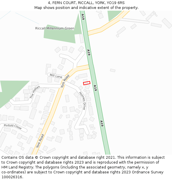4, FERN COURT, RICCALL, YORK, YO19 6RS: Location map and indicative extent of plot