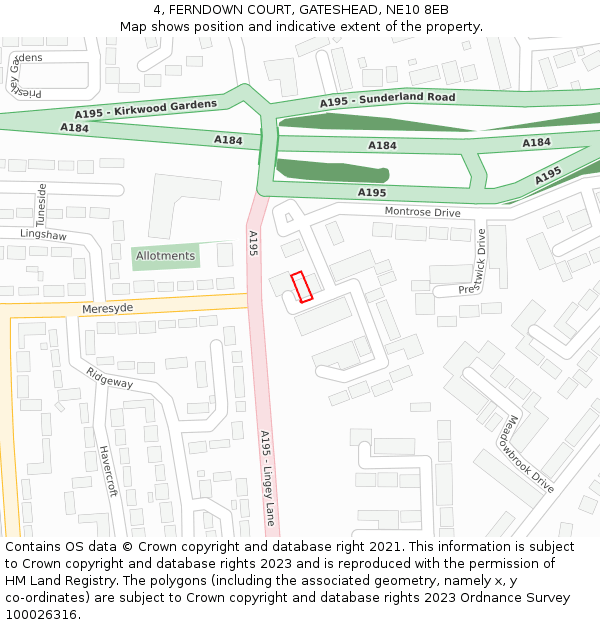 4, FERNDOWN COURT, GATESHEAD, NE10 8EB: Location map and indicative extent of plot