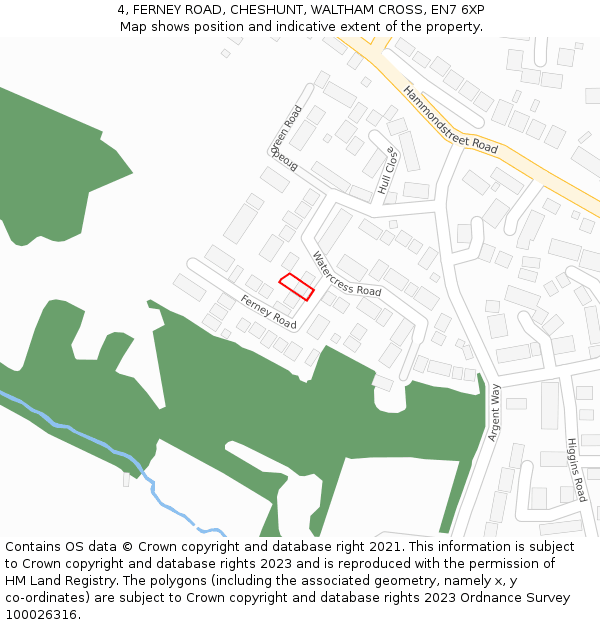 4, FERNEY ROAD, CHESHUNT, WALTHAM CROSS, EN7 6XP: Location map and indicative extent of plot