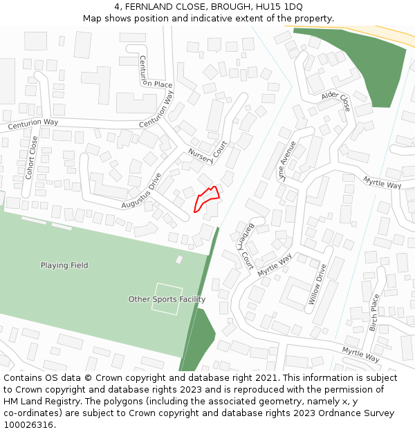 4, FERNLAND CLOSE, BROUGH, HU15 1DQ: Location map and indicative extent of plot