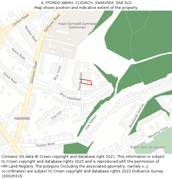 4, FFORDD ABIAH, CLYDACH, SWANSEA, SA6 5LD: Location map and indicative extent of plot