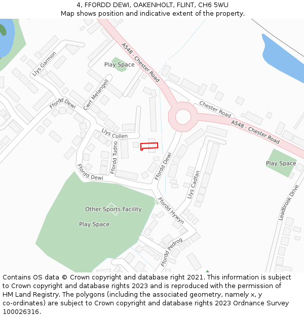 4, FFORDD DEWI, OAKENHOLT, FLINT, CH6 5WU: Location map and indicative extent of plot