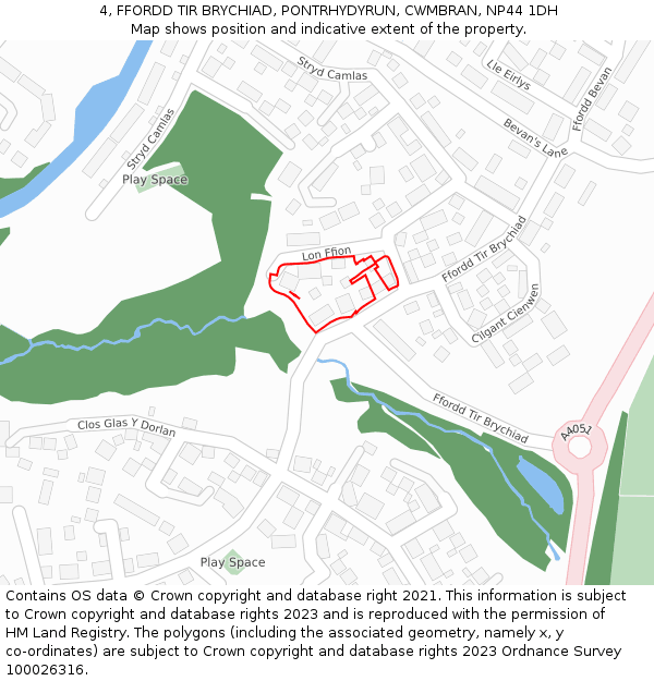 4, FFORDD TIR BRYCHIAD, PONTRHYDYRUN, CWMBRAN, NP44 1DH: Location map and indicative extent of plot