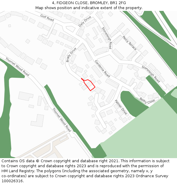 4, FIDGEON CLOSE, BROMLEY, BR1 2FG: Location map and indicative extent of plot