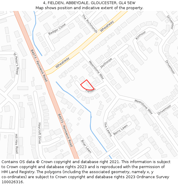 4, FIELDEN, ABBEYDALE, GLOUCESTER, GL4 5EW: Location map and indicative extent of plot