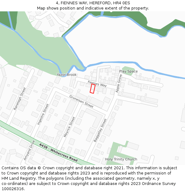 4, FIENNES WAY, HEREFORD, HR4 0ES: Location map and indicative extent of plot