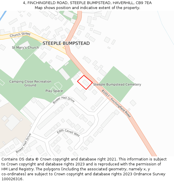 4, FINCHINGFIELD ROAD, STEEPLE BUMPSTEAD, HAVERHILL, CB9 7EA: Location map and indicative extent of plot