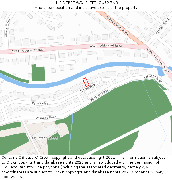 4, FIR TREE WAY, FLEET, GU52 7NB: Location map and indicative extent of plot